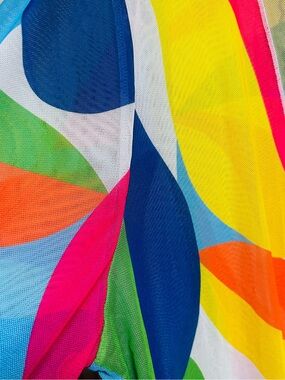Colorful Abstract Mesh Cover-Up in Bright Multicolor